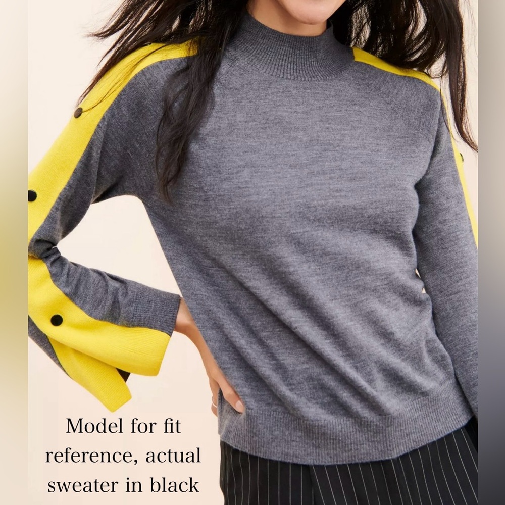 Merino Wool Sweater - Black & Yellow with snaps